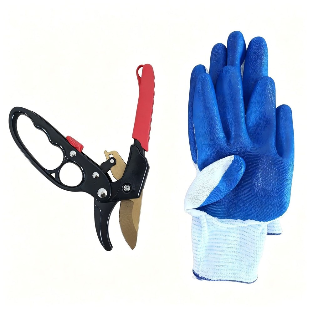 Garden Pruner with Gloves, Red-Handled
