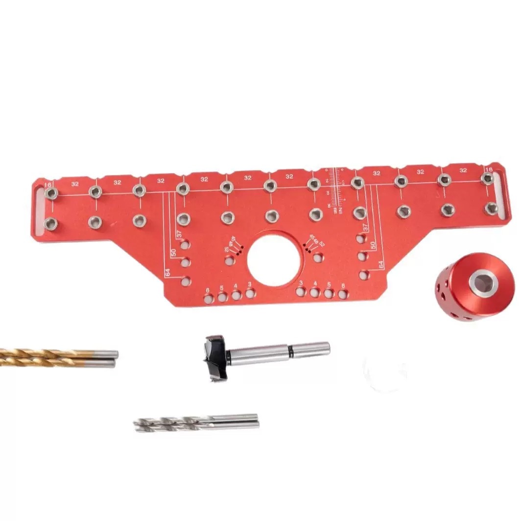 2-in-1 Aluminium Alloy Cabinet Hinge Drilling Jig Kit